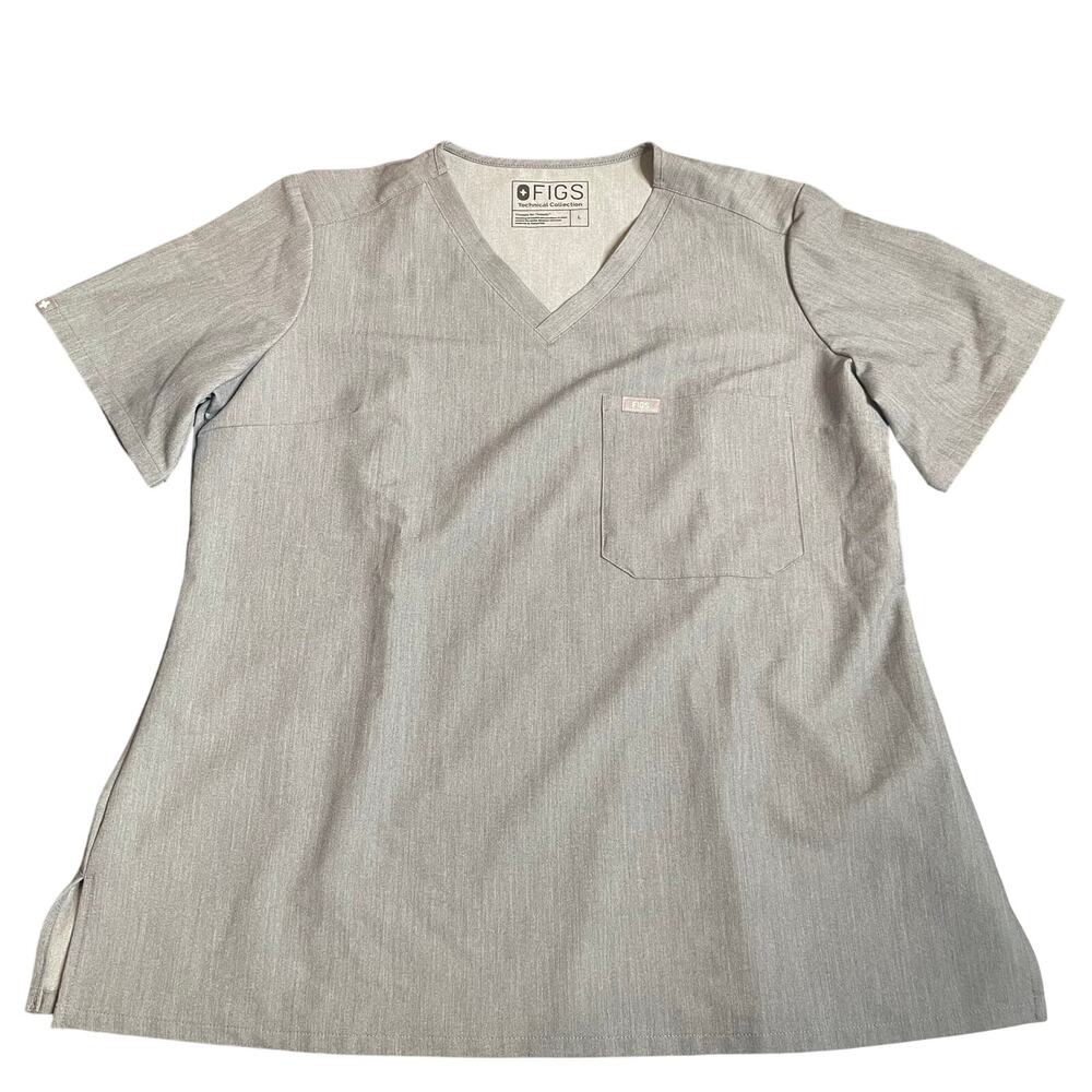 FIGS Technical Collection Heather Grey Casma V-Neck Scrub‎ Top FW1000 Womens L